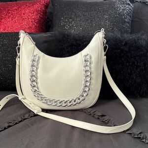 INC White shoulder bag with Chain Detail